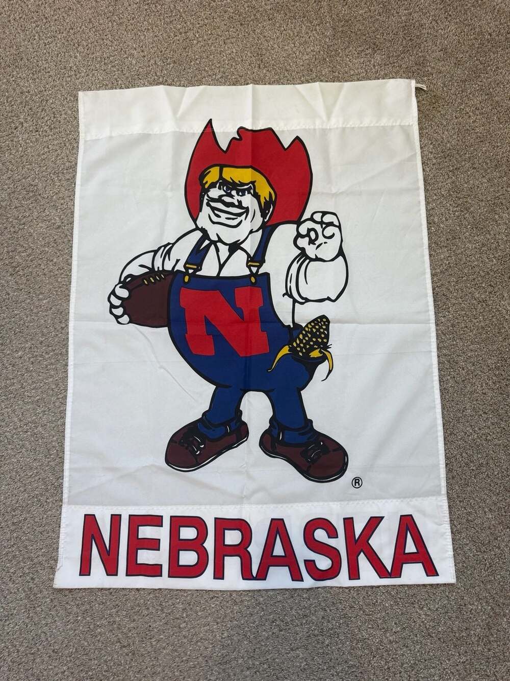 Vintage Nebraska Cornhuskers Herbie Husker House Flag Wall Hanging -